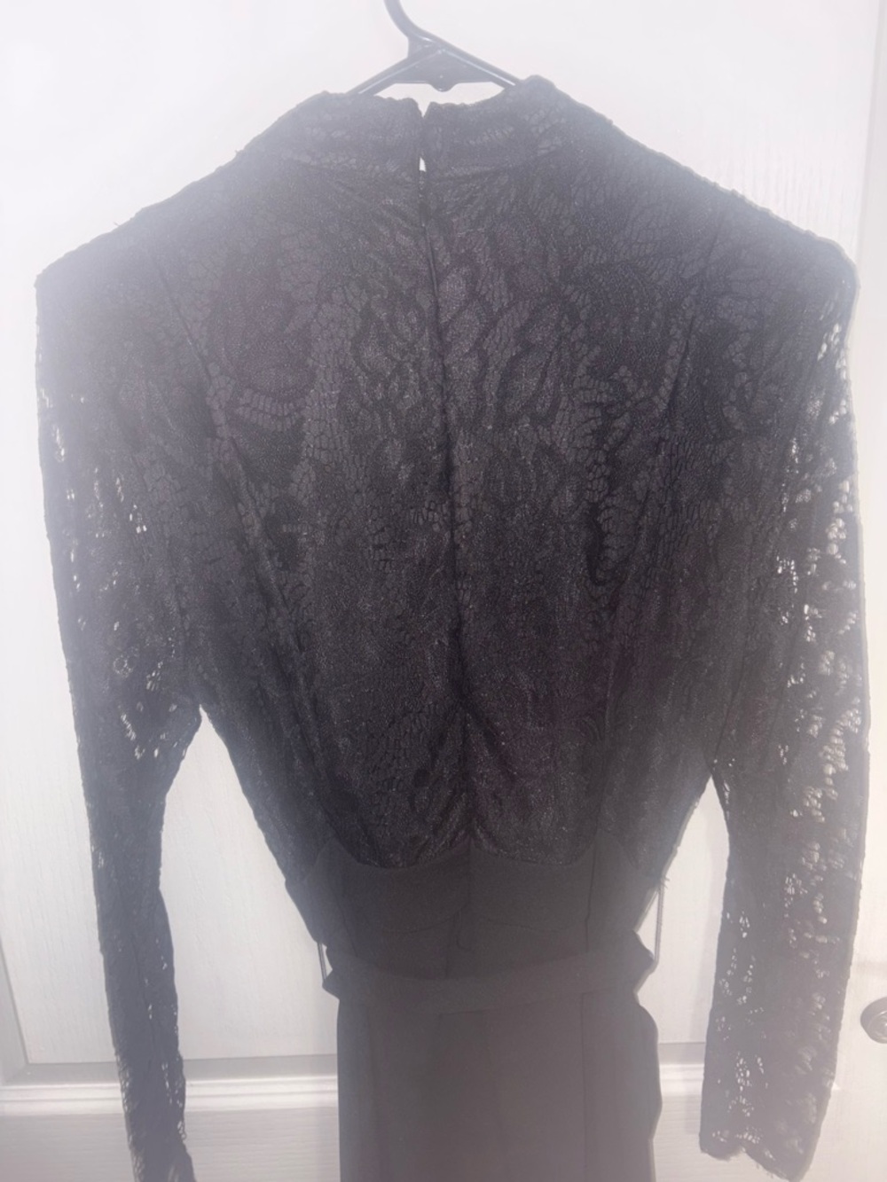 New York & Company Black Lace Long-Sleeve Jumpsuit - Picture 4 of 7